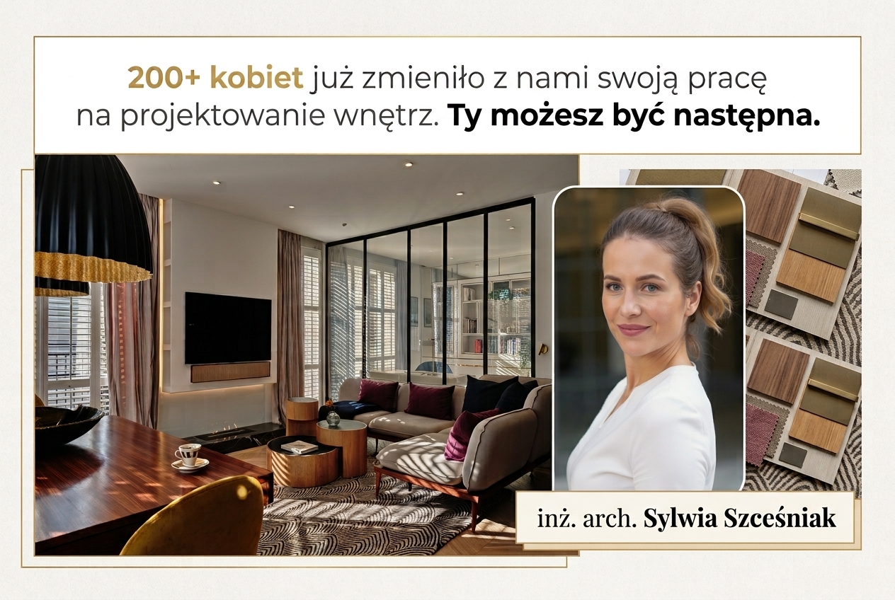 200+ kobiet już zmieniło z nami swoją pracę na projektowanie wnętrz — Ty możesz być następna. inż. arch. Sylwia Szcześniak